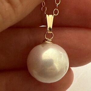 11.5mm White Cultured Pearl 14K Yellow Gold Filled Necklace - 16 Inches